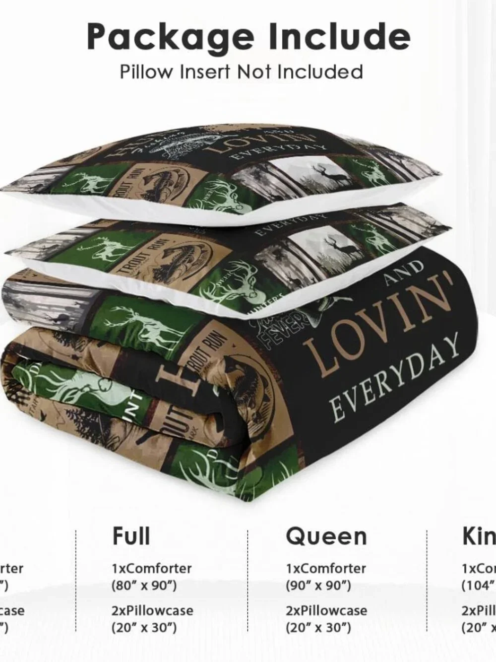 Queen Size Comforter Set with 2 Pillowcases, Retro Mountains Gray Soft 3 Pcs Bed